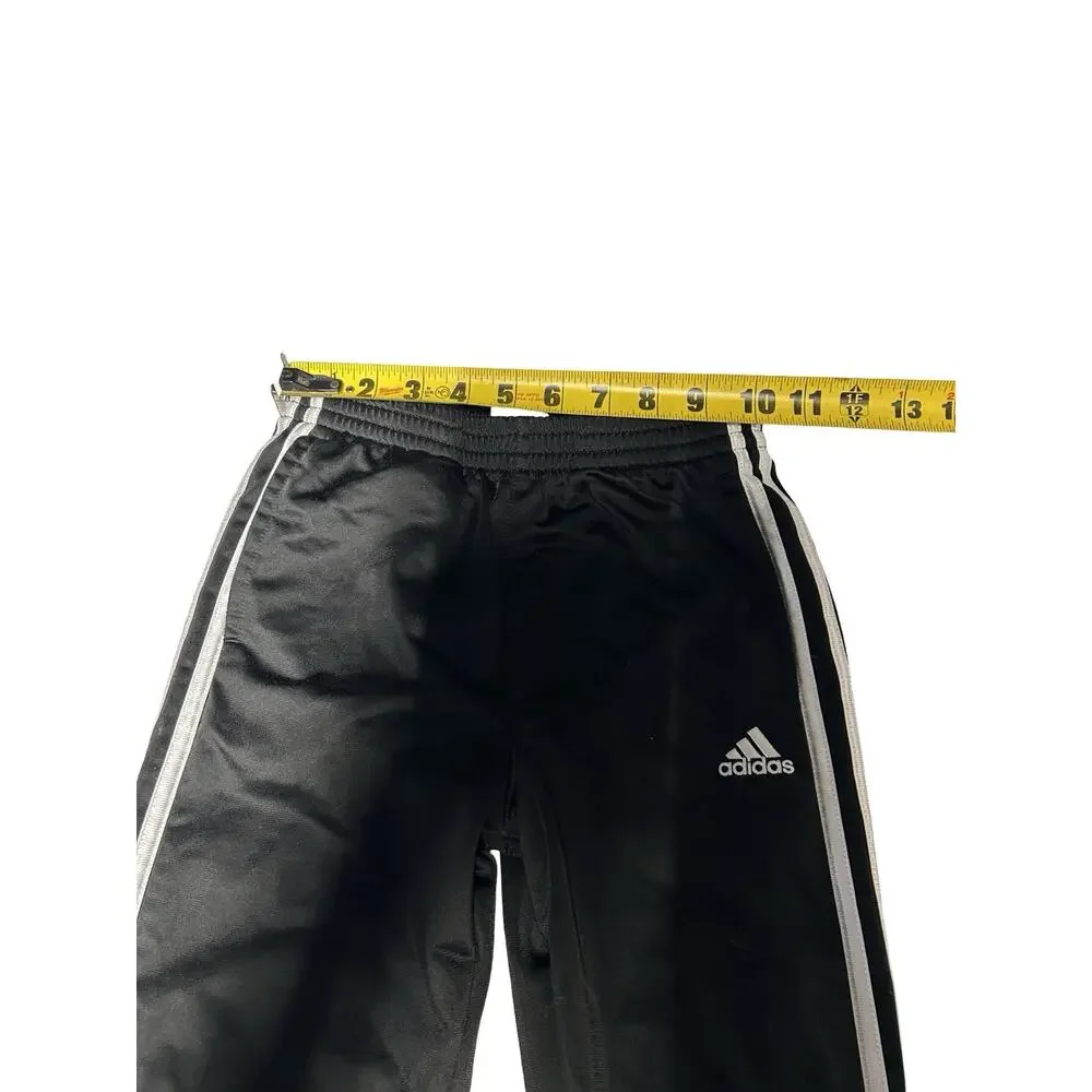 Adidas Kids Black 3 Stripe Track Pants Size 7 Athletic Soccer Joggers Youth 78